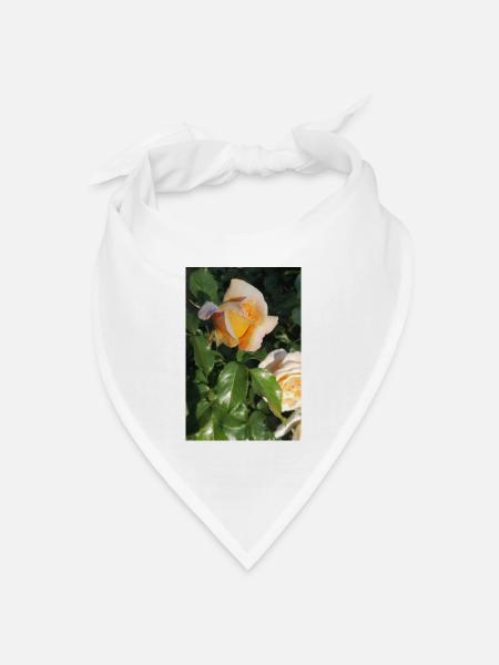Zarte gelb-helorangene RosenKnospe - Bandana Dreieckstuch - Weiß