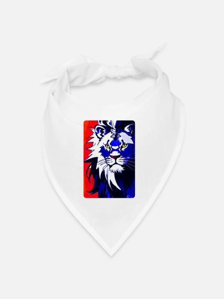 Blauer Löwe (Design1) - Bandana Dreieckstuch - Weiß