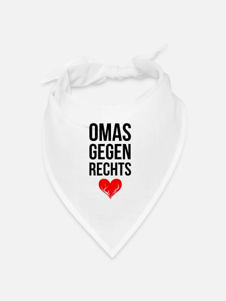 OMAS GEGEN RECHTS mit Herz - Bandana Dreieckstuch - Weiß