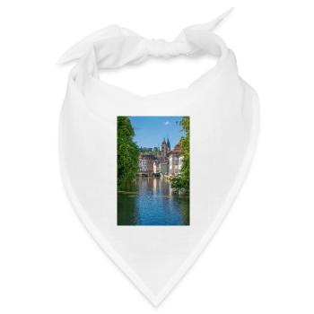 Stadtbild von Esslingen am Neckar von der Agnesbrücke aus - Bandana Dreieckstuch - Weiß - Vorne