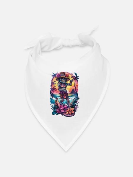 Lustige Tiki Statue - Bandana Dreieckstuch - Weiß