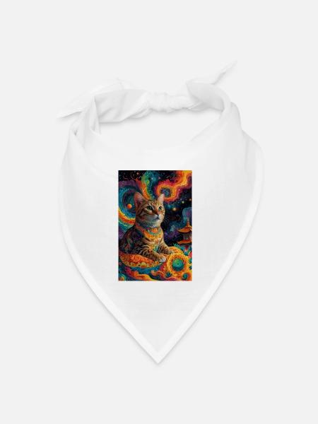 Buddha Cat - Bandana Dreieckstuch - Weiß