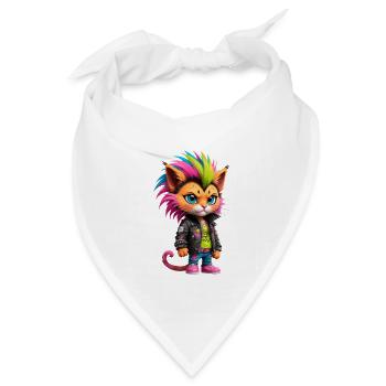 Punk Cat - Bandana Dreieckstuch - Weiß - Vorne