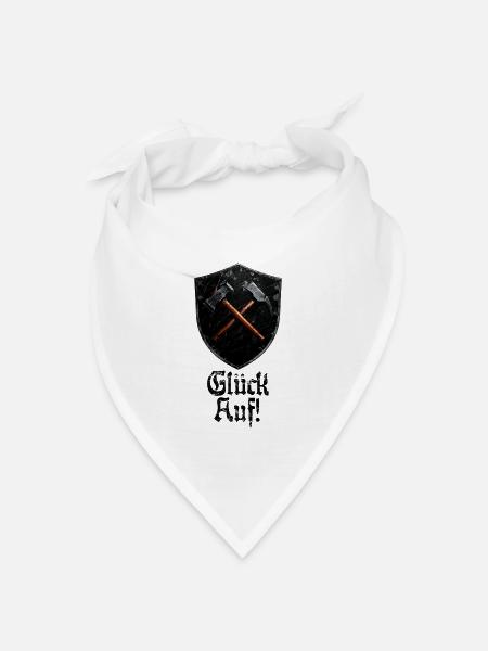 Glück auf Logo Bergbau Bergmann Schlägel und Eisen - Bandana Dreieckstuch - Weiß