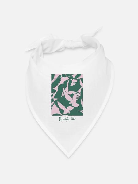 Fly High, Bird – Elegantes Vogel-Design - Bandana Dreieckstuch - Weiß