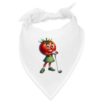 Lustige Golftomate Mit Kariertem Rock Bereit Zum - Bandana Dreieckstuch - Weiß - Vorne
