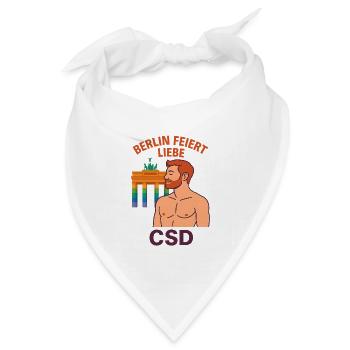 Berlin feiert Liebe CSD Mann - Bandana Dreieckstuch - Weiß - Vorne