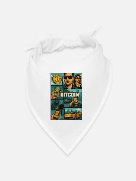 20250507 0850 Bitcoin in  Style simple compo - Bandana Dreieckstuch - Weiß