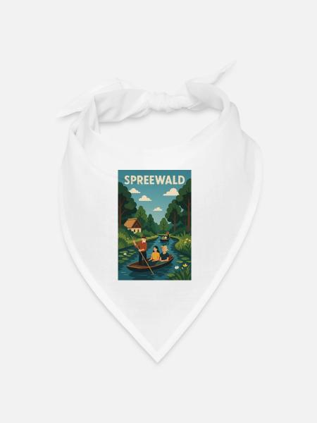 Spreewald Bootfahrt im Grünen - Bandana Dreieckstuch - Weiß