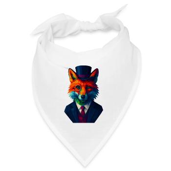 WPAP Stil Tiere - Fuchs eleganter Anzug Monokel - Bandana Dreieckstuch - Weiß - Vorne