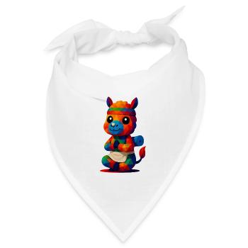 WPAP Polygon Kawaii Stil Tiere Baby Alpaka Yoga - Bandana Dreieckstuch - Weiß - Vorne