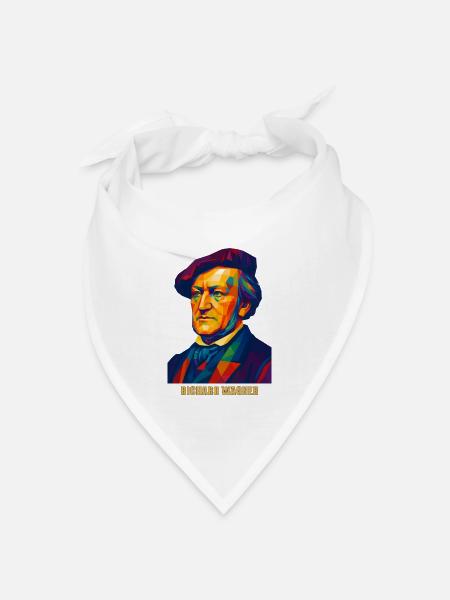 WPAP Polygon Portrait Richard Wagner Komponist - Bandana Dreieckstuch - Weiß