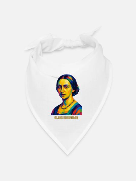 WPAP Polygon Portrait Clara Schumann Komponistin - Bandana Dreieckstuch - Weiß