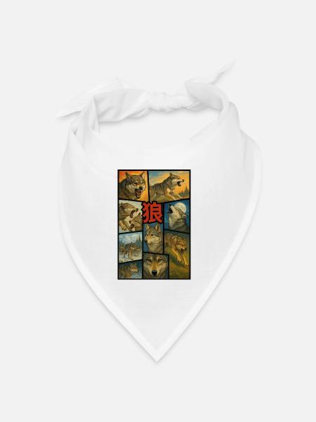 Okami-Wolf - Bandana Dreieckstuch - Weiß