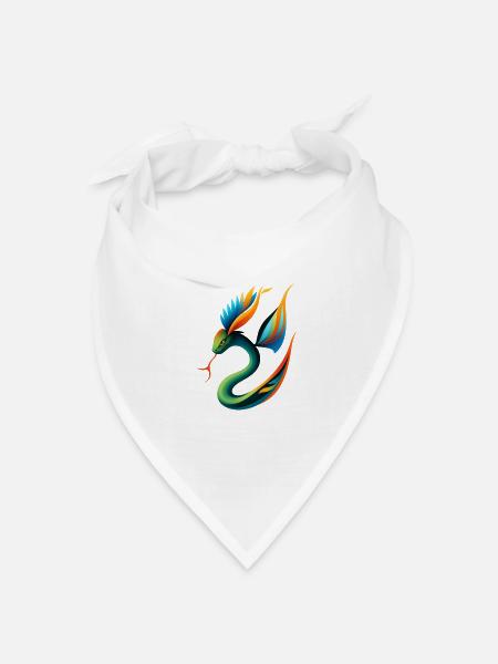 Mythischer Drache mit bunten Flügeln - Bandana Dreieckstuch - Weiß