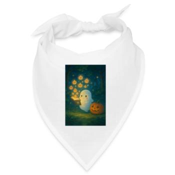 Niedlicher Geist mit Kürbis Buch - Bandana Dreieckstuch - Weiß - Vorne