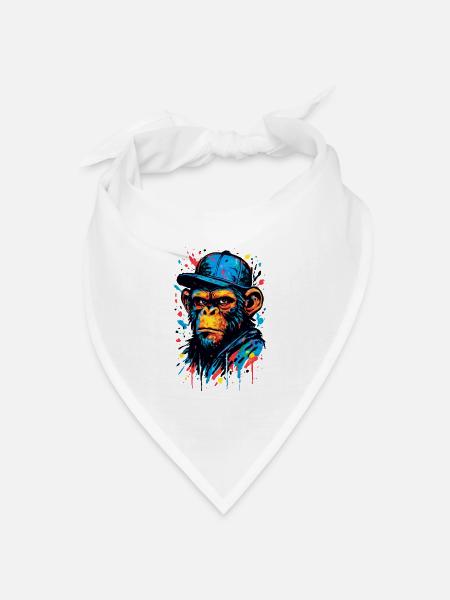 The Monkey Dance | StreetArt Affe - Bandana Dreieckstuch - Weiß