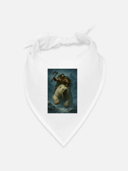 Wikingerkrieger auf Eisbär – Fa-Illustration - Bandana Dreieckstuch - Weiß