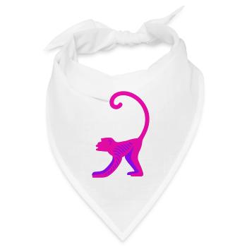 Neon Pink Monkey - Bandana Dreieckstuch - Weiß - Vorne