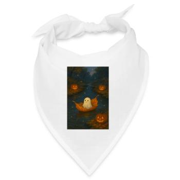 Niedlicher Geist im Herbstlaub - Bandana Dreieckstuch - Weiß - Vorne