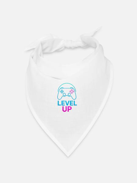 Level Up Neon Controller Grafik - Bandana Dreieckstuch - Weiß