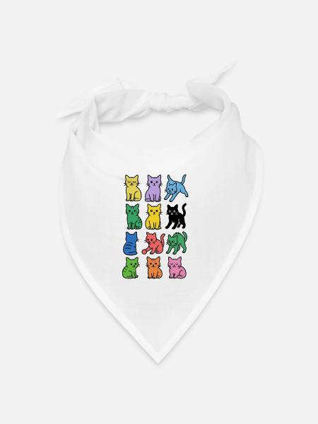 Regenbogenkatzen in knalligen Farben - Bandana Dreieckstuch - Weiß