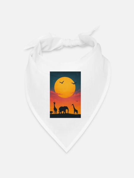 Savannen Sonnenuntergang - Bandana Dreieckstuch - Weiß
