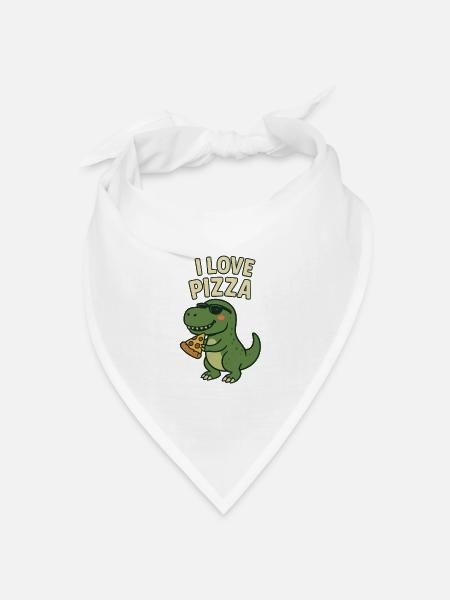 I Love Pizza Dino - Bandana Dreieckstuch - Weiß