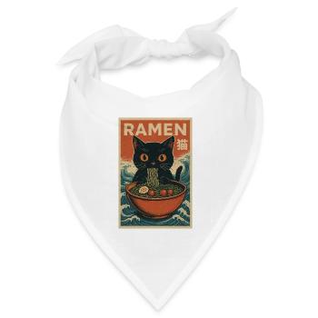 Ramen Katze Retro Poster - Bandana Dreieckstuch - Weiß - Vorne