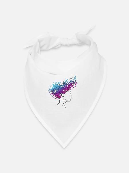 Kosmischer Gedankenfluss – Abstraktes Kopfdesign - Bandana Dreieckstuch - Weiß