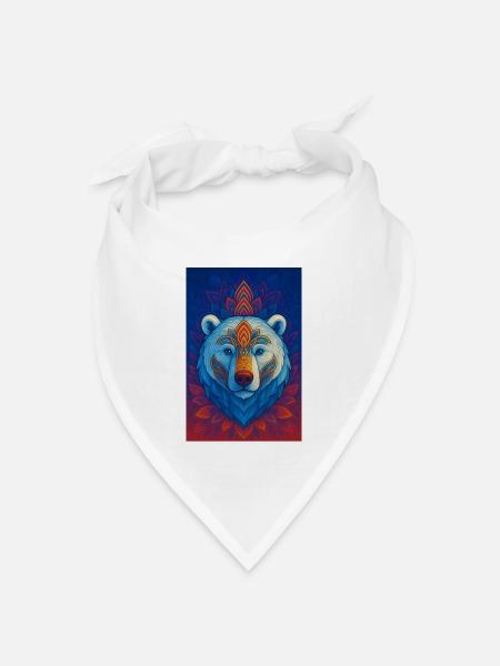 Blauer Bär Mandala - Bandana Dreieckstuch - Weiß