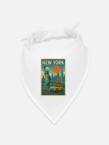 New York Retro City Reiseplakat - Bandana Dreieckstuch - Weiß