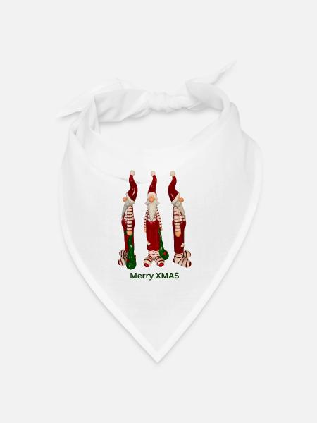 lustiger Weihnachtsmann vorne, rechts, links - Bandana Dreieckstuch - Weiß