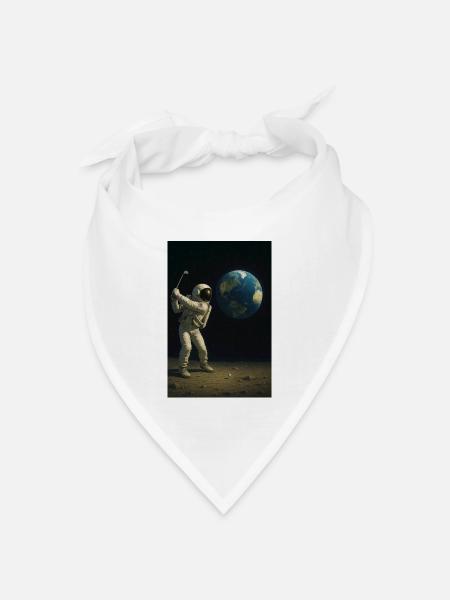 Astronaut Golf auf Mondwelt - Bandana Dreieckstuch - Weiß