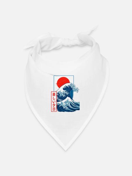 Japanische Welle Rote Sonne - Bandana Dreieckstuch - Weiß