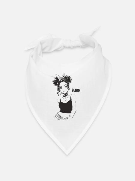 Bunny-Mädchen Strichkunst - Bandana Dreieckstuch - Weiß