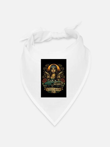 Straßenkönigin Día Muertos - Bandana Dreieckstuch - Weiß