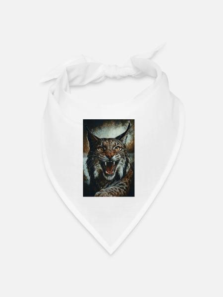 Wildkatze im Zorn - Bandana Dreieckstuch - Weiß
