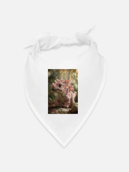 Rosa Stegosaurus im Ember Forest - Bandana Dreieckstuch - Weiß
