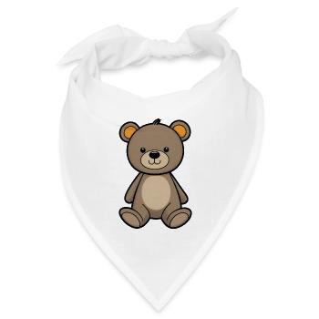 Kuschelbär Illustration Samtbraun - Bandana Dreieckstuch - Weiß - Vorne