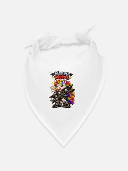 Einhorn Heavy Metal Rainbow Gitarre - Bandana Dreieckstuch - Weiß