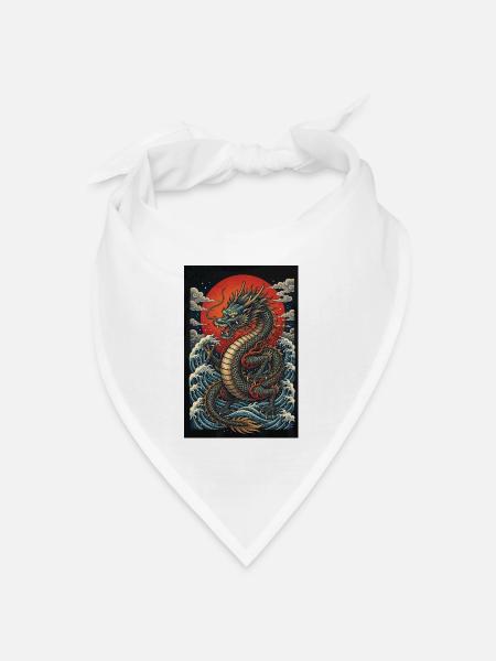 Drache der aufgehenden Sonne - Bandana Dreieckstuch - Weiß