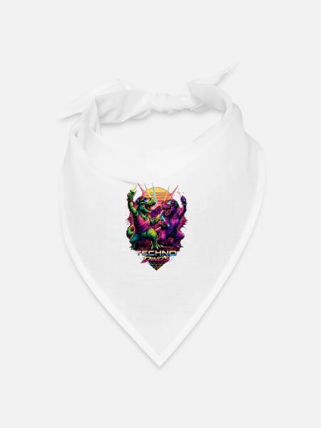 Techno Dinos – Bass aus der Urzeit - Bandana Dreieckstuch - Weiß