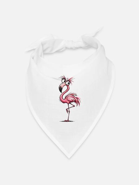 Flamingo Karikatur Pink Groove - Bandana Dreieckstuch - Weiß
