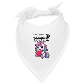 Sei freundlich zu dir selbst, Einhorn - Bandana Dreieckstuch - Weiß - Vorne