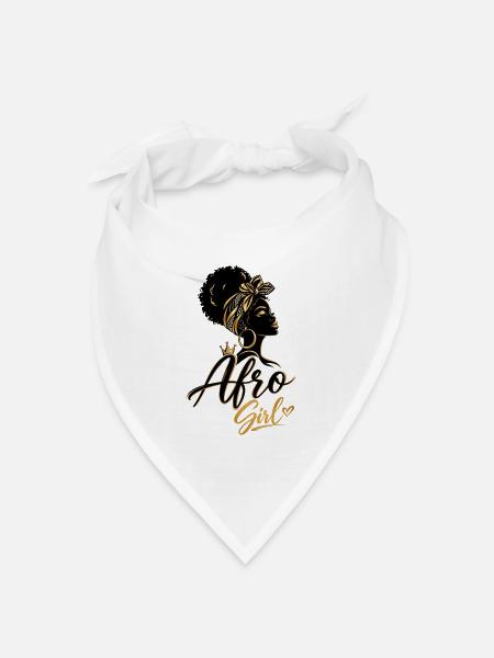 Golden Afro Girl – Schwarze Eleganz - Bandana Dreieckstuch - Weiß