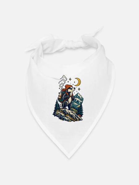 Monddachs auf Bergwanderung - Bandana Dreieckstuch - Weiß