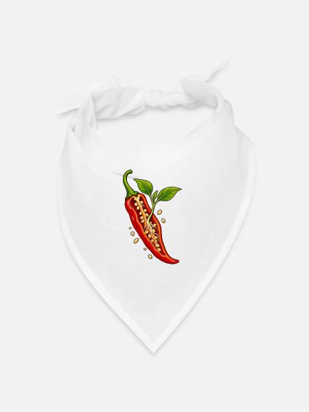 Roter Chili mit Samenakzent - Bandana Dreieckstuch - Weiß