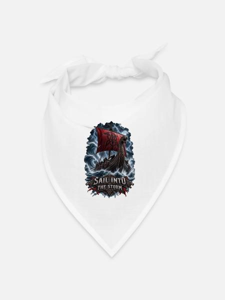 Sail Into the Storm – Wikinger Langschiff - Bandana Dreieckstuch - Weiß