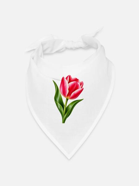 Rosa Tulpenblüte - Bandana Dreieckstuch - Weiß